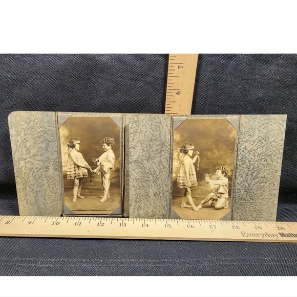 Original Photograph Lot Of 2 Young Boy/Girl Valentine Staged Photo Chicago